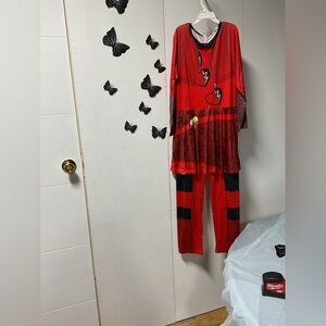 Kids Red Superhero Costume Set with Lightning Heart Graphics 909